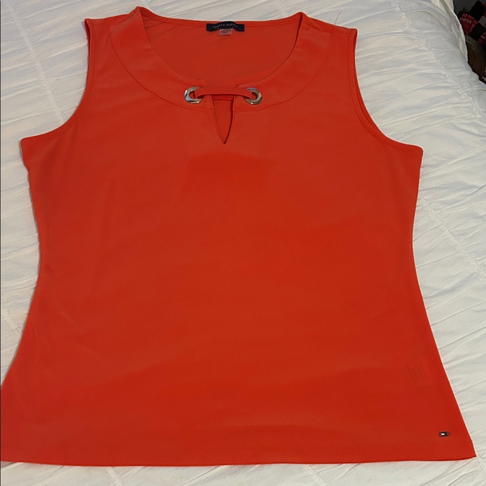Tommy Hilfiger Orange Sleeveless Tank with Grommet Tie